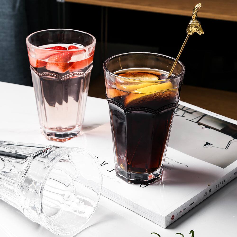 Left. BreeBe - Pearl Ridge Highball Glasses (13 oz. set of 6) - Clear.