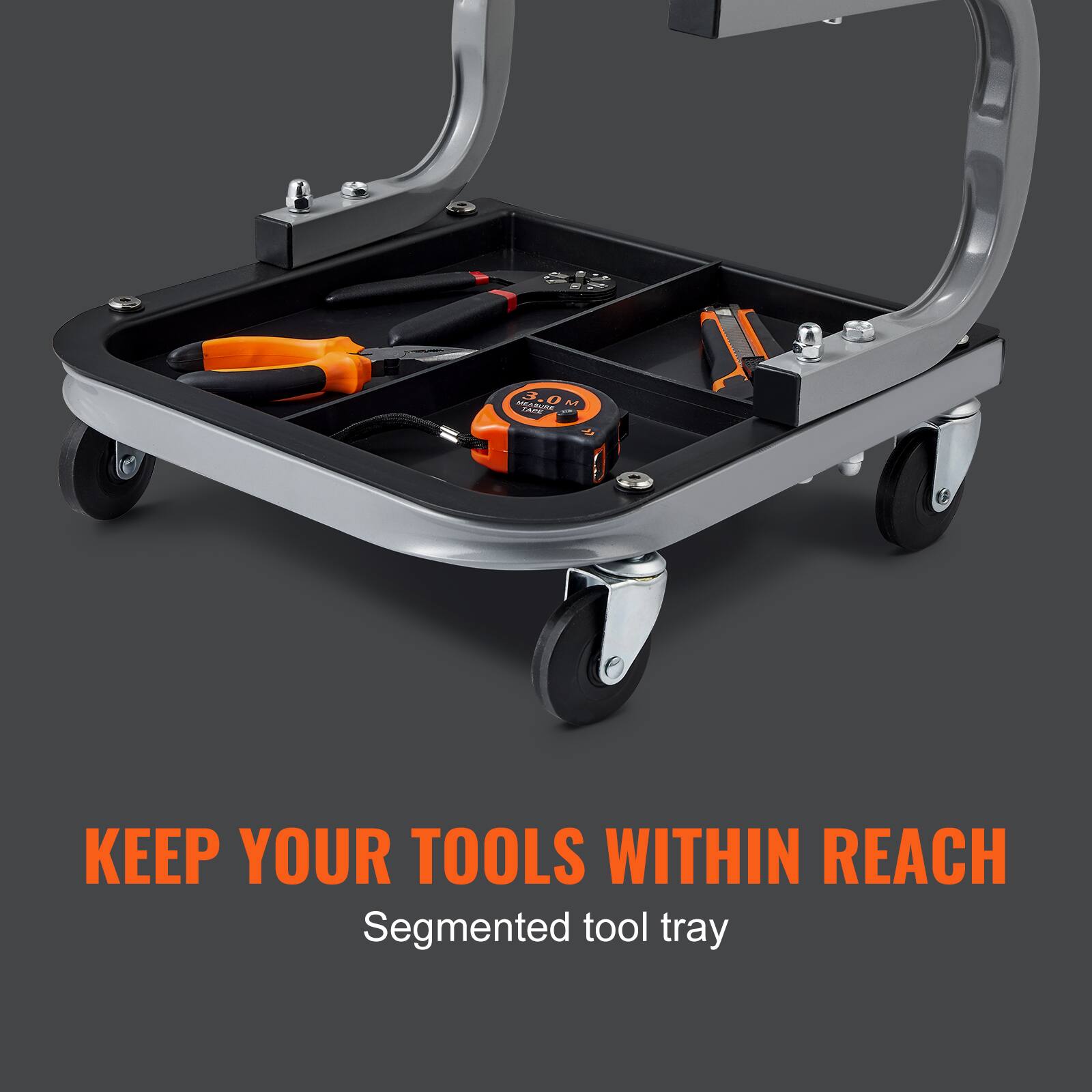 KEEP YOUR TOOLS WITHIN REACH  
Segmented tool tray