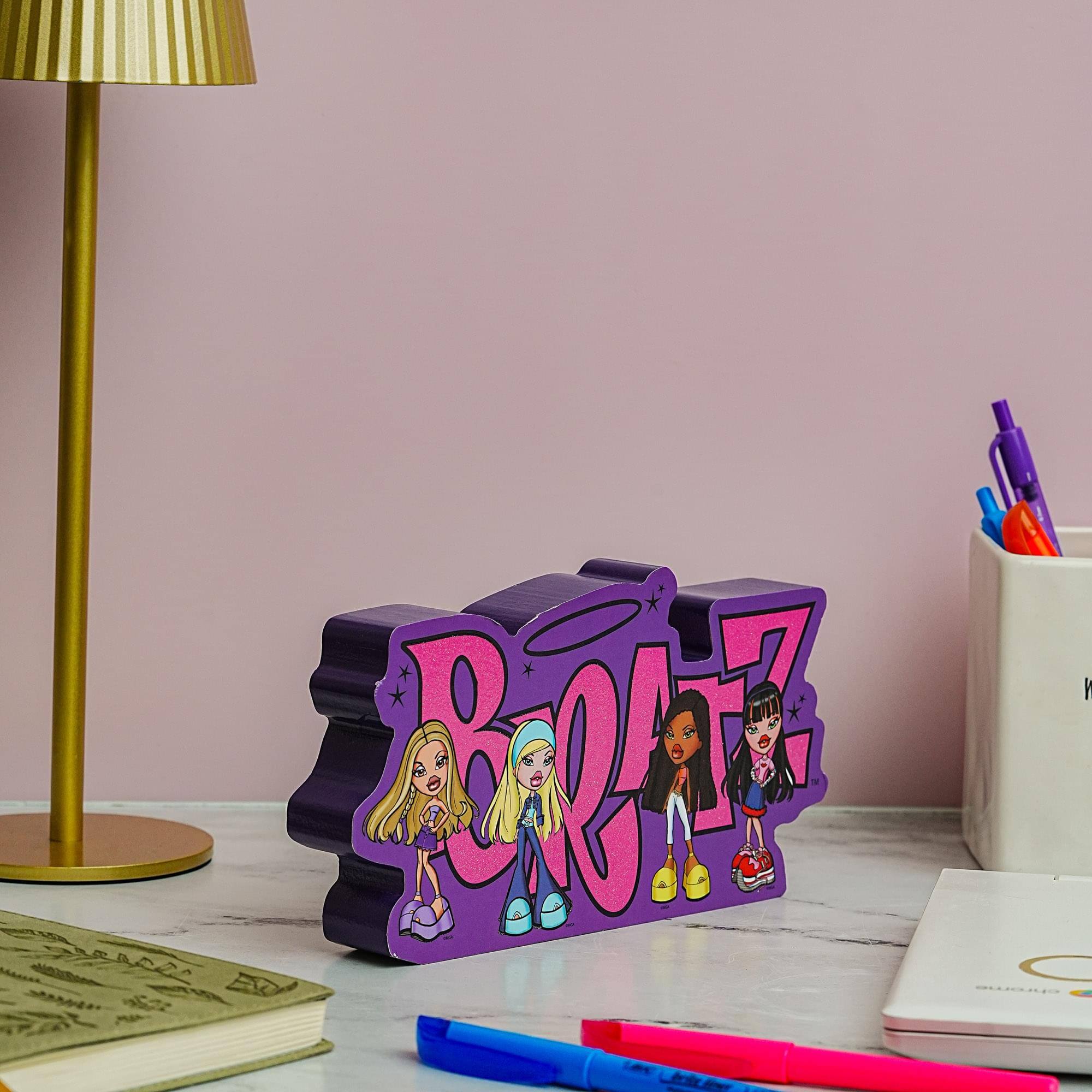 Alt View 2. Silver Buffalo - Bratz Squad Die-Cut Wooden Wall Art | 9 x 4 Inches - Purple.