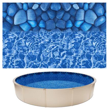 Front. VEVOR - 27ft Pool Liner, Round Swimming Pool Liner for 52 in Wall Height, Premium Vinyl, Easy Install with Leak-Proof - Boulder Swirl.