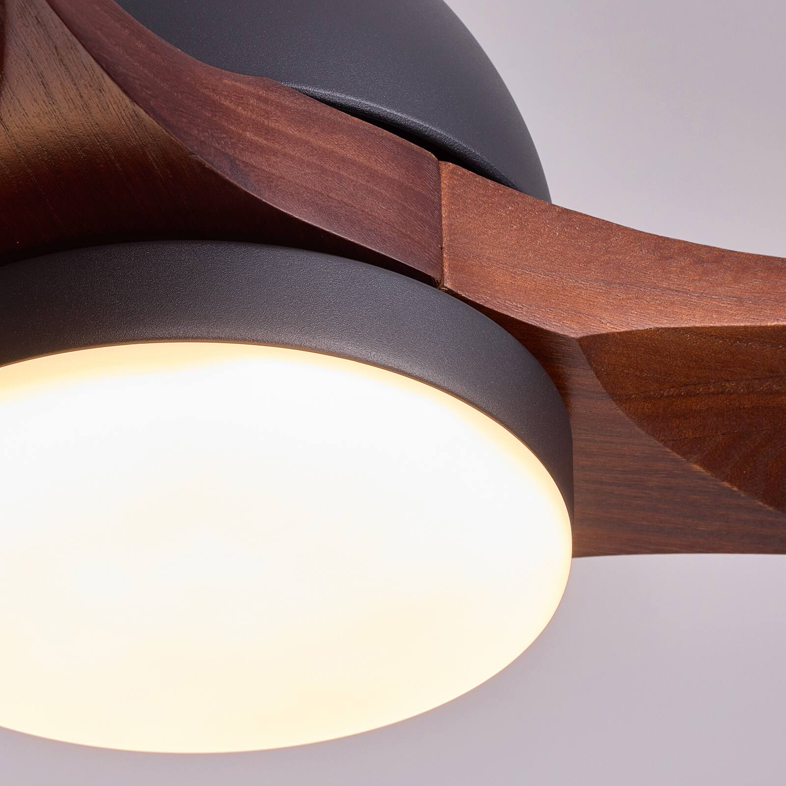 Alt View 9. Siljoy - 52 Inch Black Flush Mount Ceiling Fan with Light Solid Wood Blades with Remote Control for Bedroom Living Room Foyer - Brown.