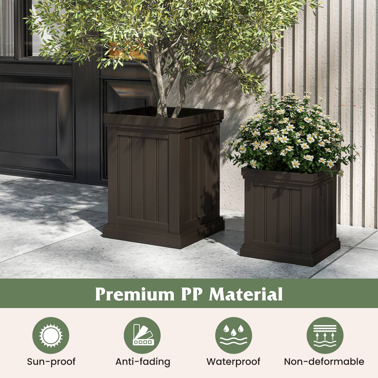 Premium PP Material

- Sun-proof
- Anti-fading
- Waterproof
- Non-deformable