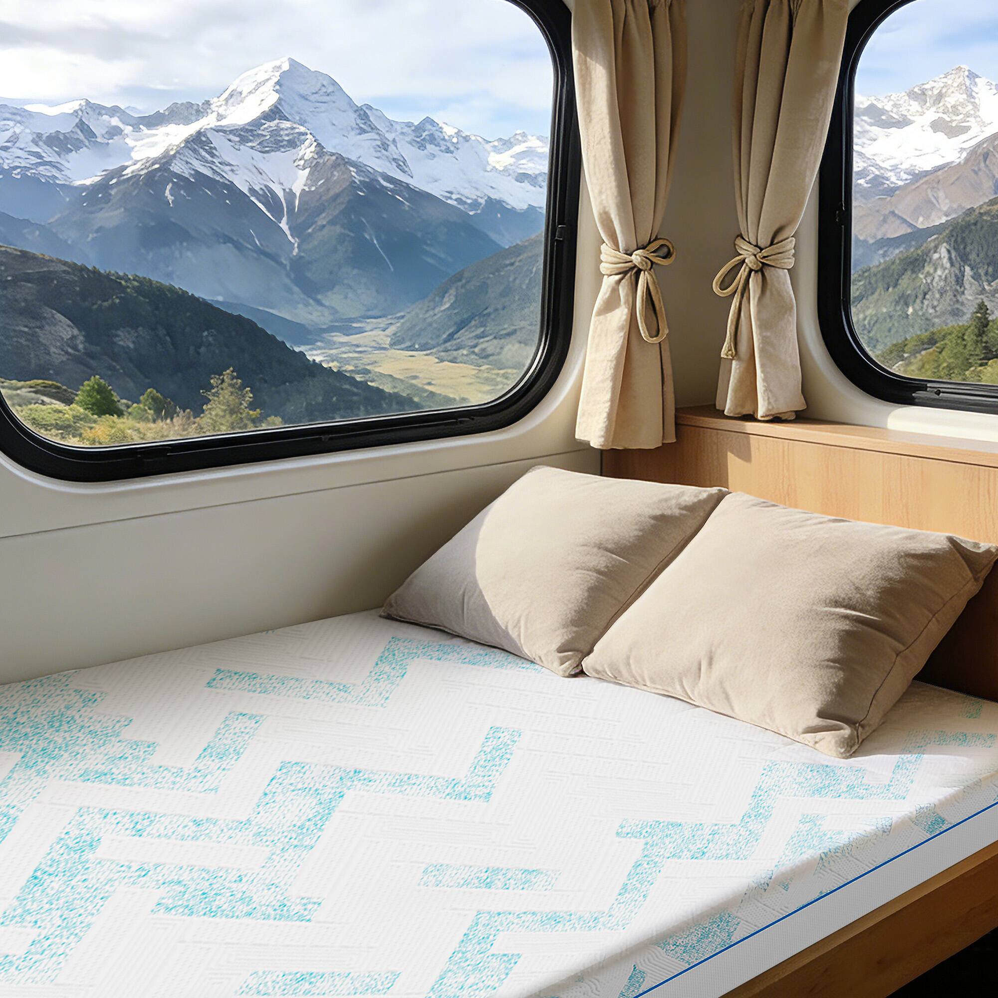 Alt View 2. Anysun - 8" Short Queen RV Latex Memory Foam Mattress - Fiberglass-Free, Medium Firm, Breathable - White.