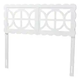 Baxton Studio - Nansen Wood Headboard with Scalloped Frame - Geometric Cutout Decorative Panel for Bed Frame, Adjustable Height, Full - White