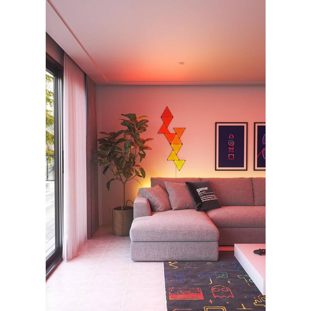 Alt View 2. Schertz - RGBW WiFi Triangle Wall Lights with Music Sync & Screen Mirror, Works with Alexa & Google Assistant, Smart LED Wall.