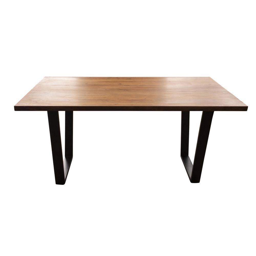 Left. AmeriHome - AmeriHome Acacia Wood 63 inch Dining Table - Brown/Black.