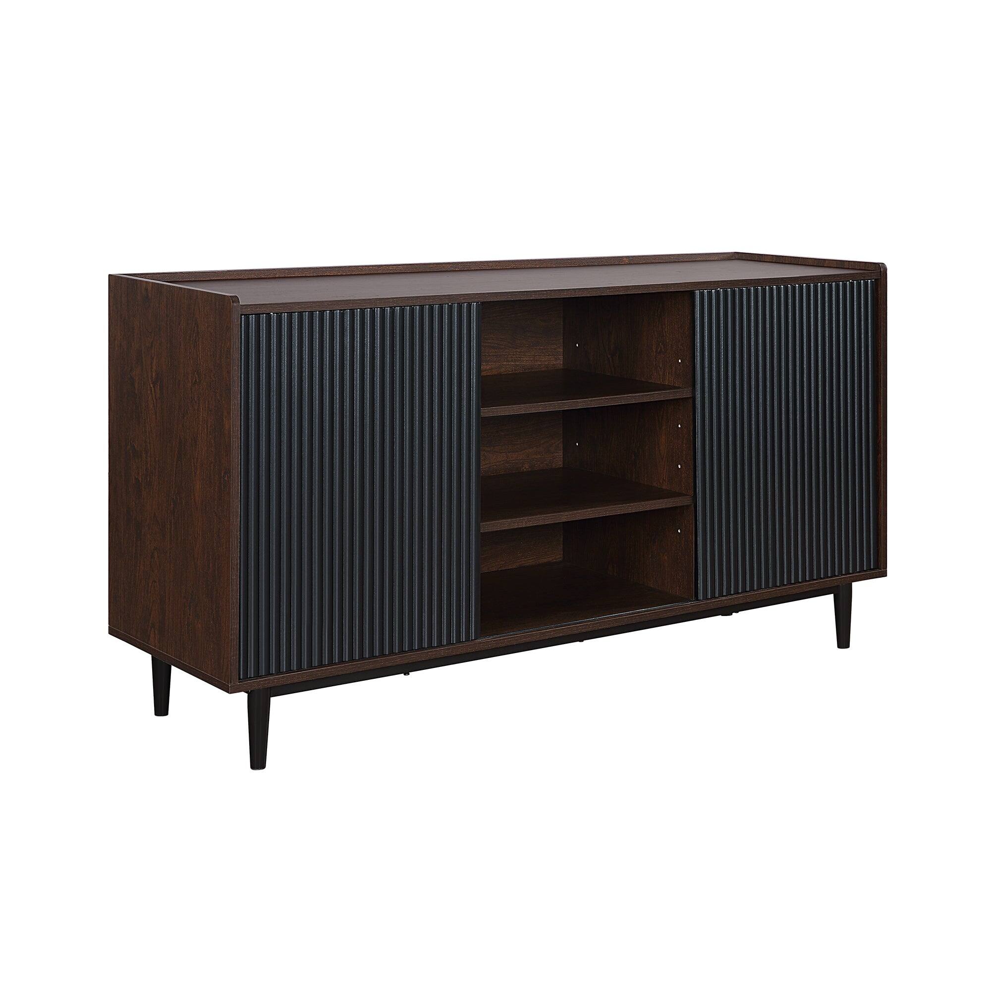 Alt View 3. Manhattan Comfort - Duane Mid-Century Modern 59" Fluted Sideboard - Black.
