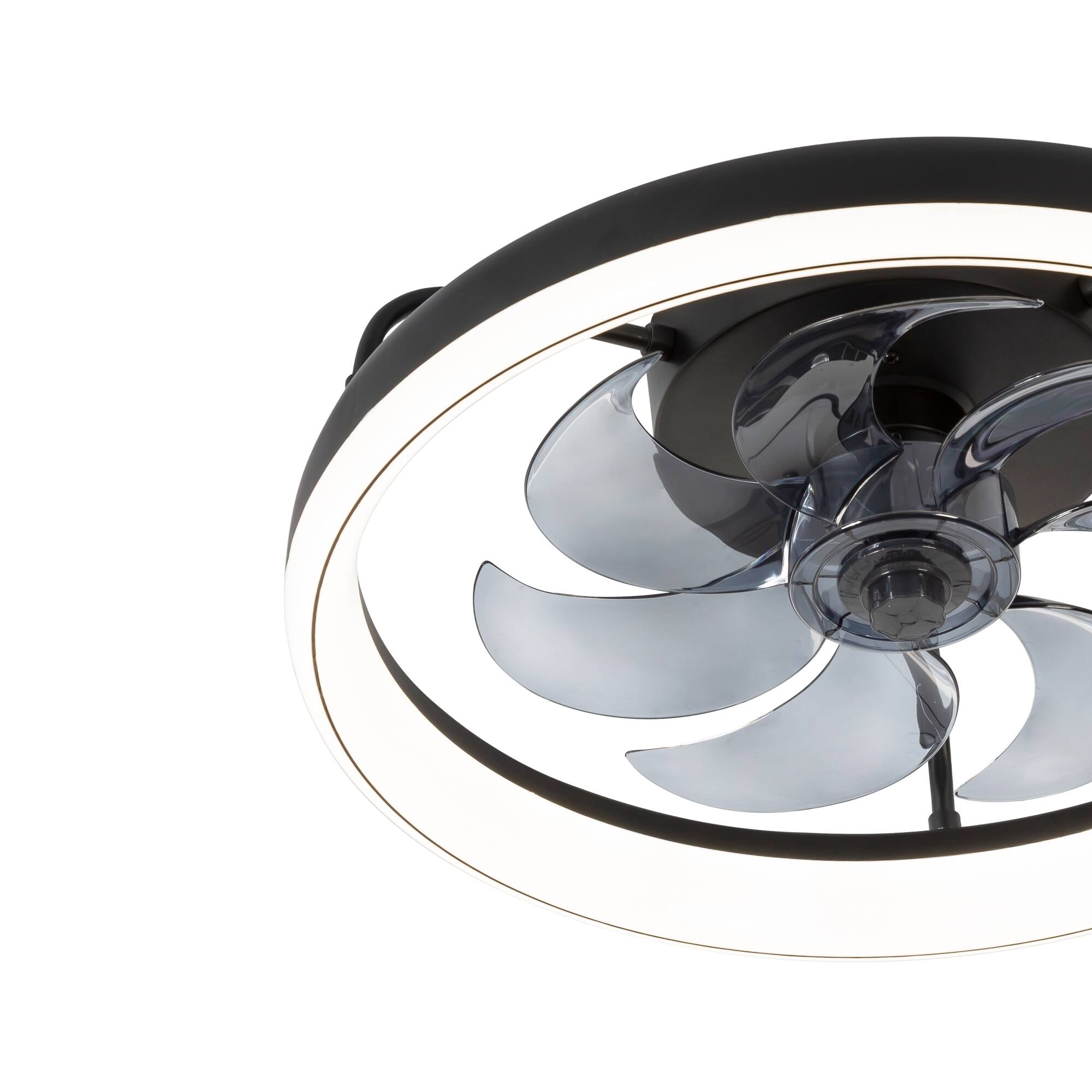 Alt View 9. Breezary - 19-Inch Indoor Caged Ceiling Fan with 7 PC Blades, 3-Color Light, 6-Speed DC Motor with Remote&Memory Function - Matte Black.