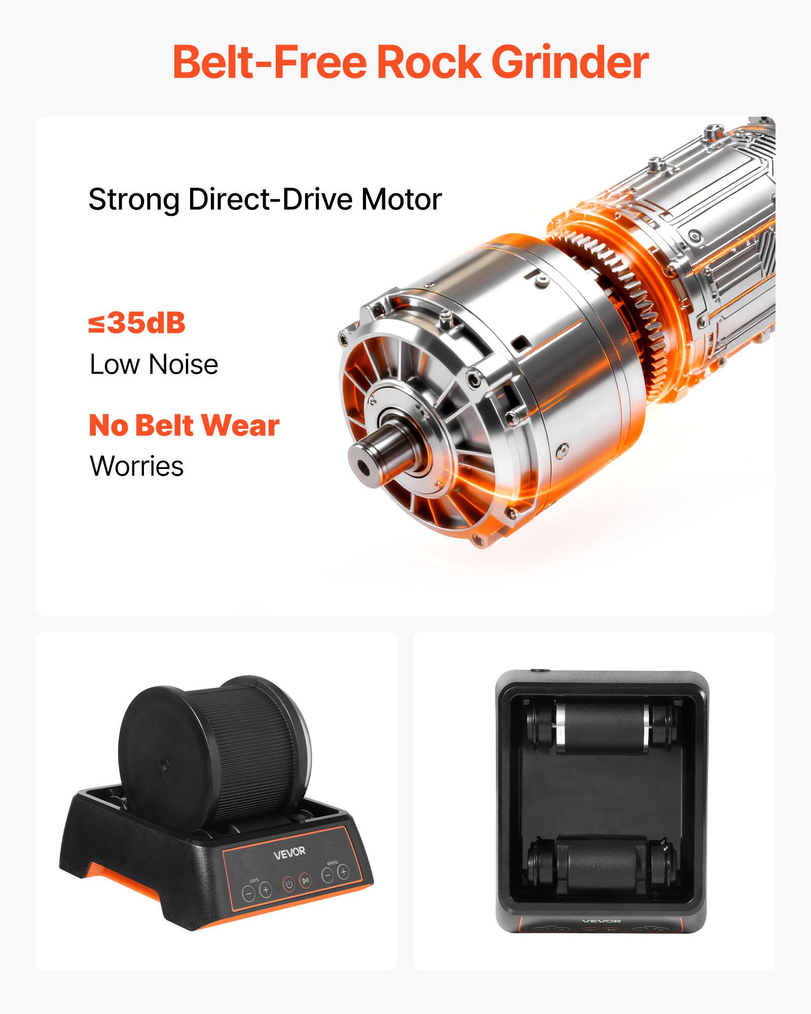 Belt-Free Rock Grinder

Strong Direct-Drive Motor

≤35dB Low Noise

No Belt Wear Worries

VEVOR - M 4 - a