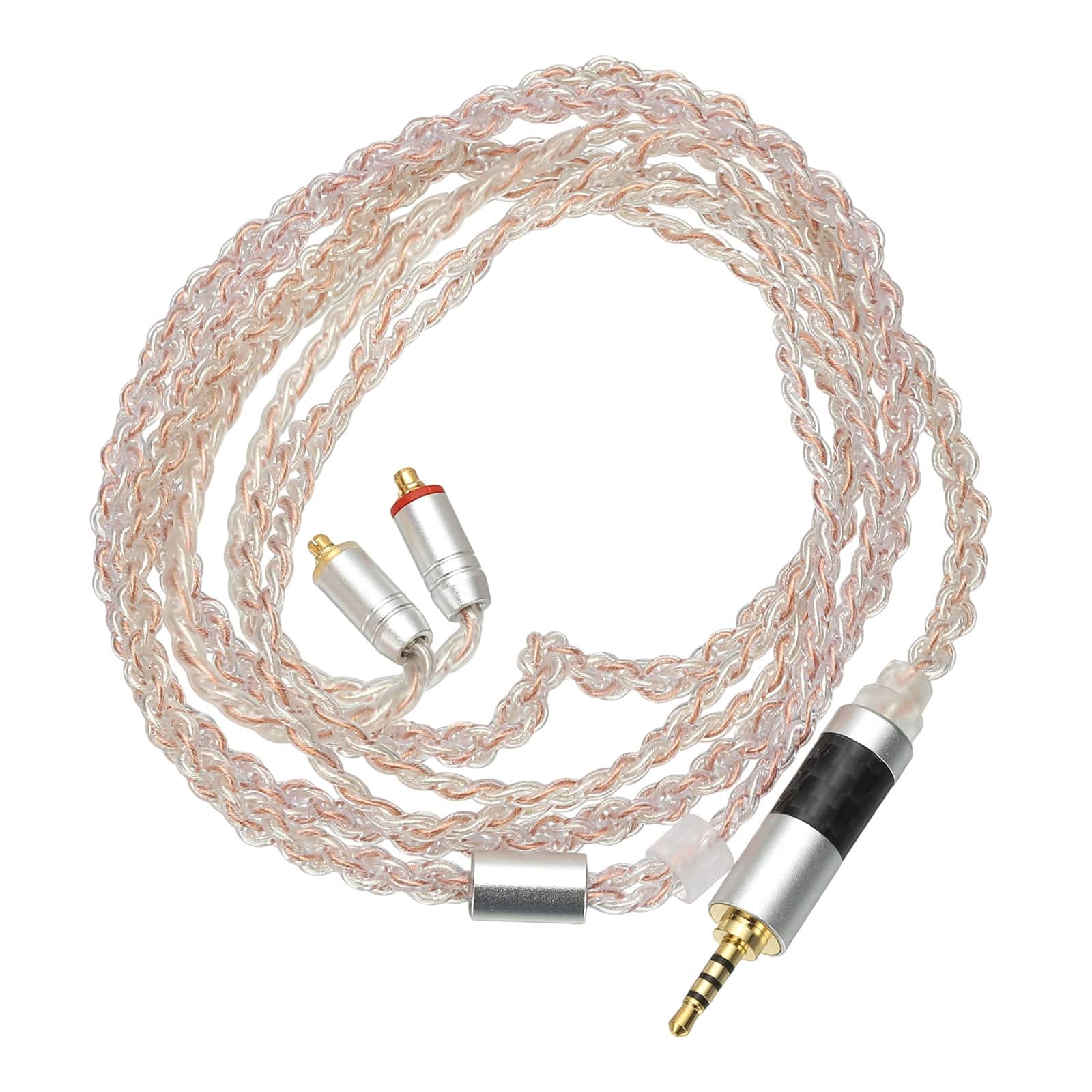 Unique Bargains - IEM Earphone Cable 1.2M, 28AWG 4-Core High Purity Silver-Plated HiFi Replacement for Ananda Arya HE400SE (2.5mm, MMCX) - Light Pink