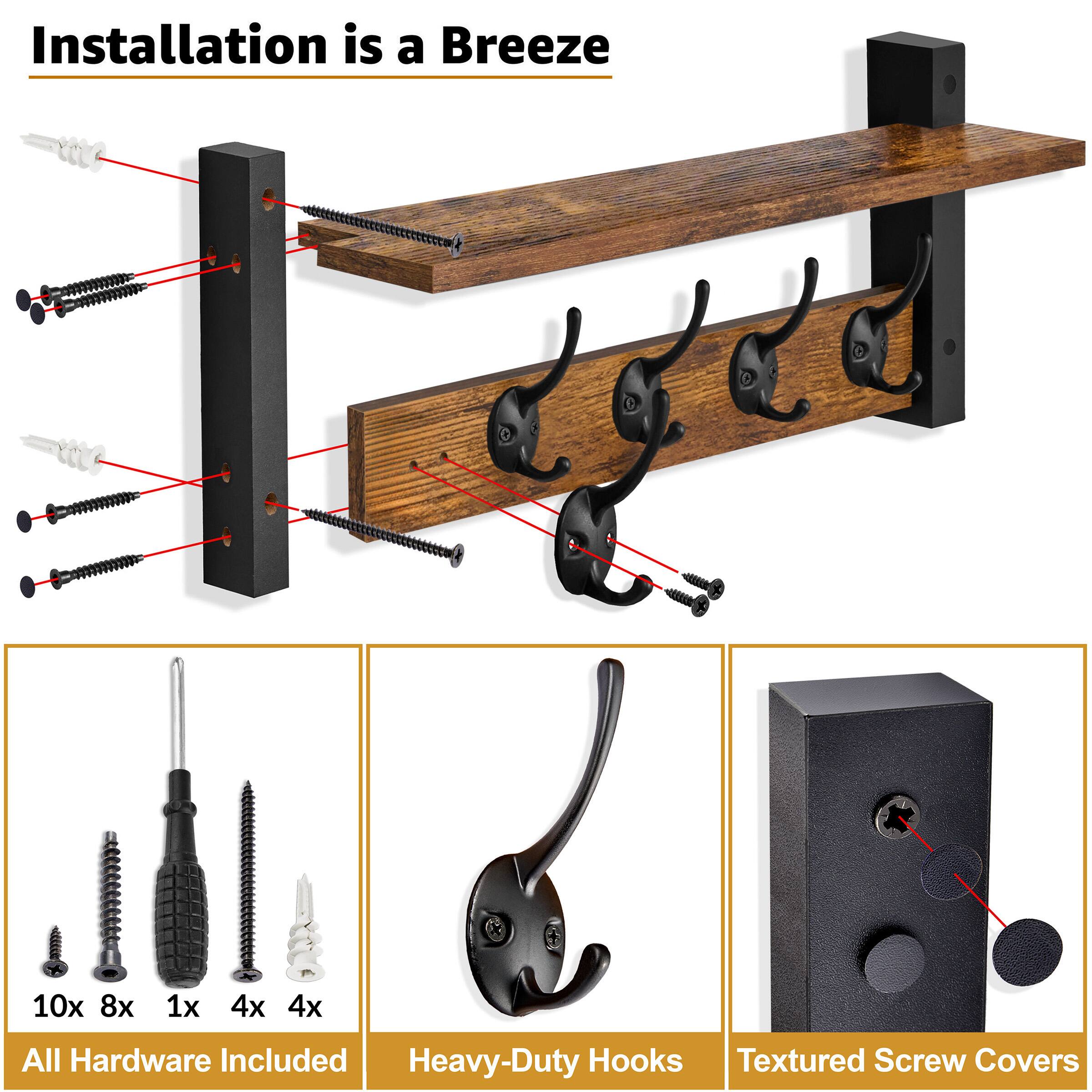 Installation is a Breeze

All Hardware Included
10x 8x 1x 4x 4x

Heavy-Duty Hooks

Textured Screw Covers