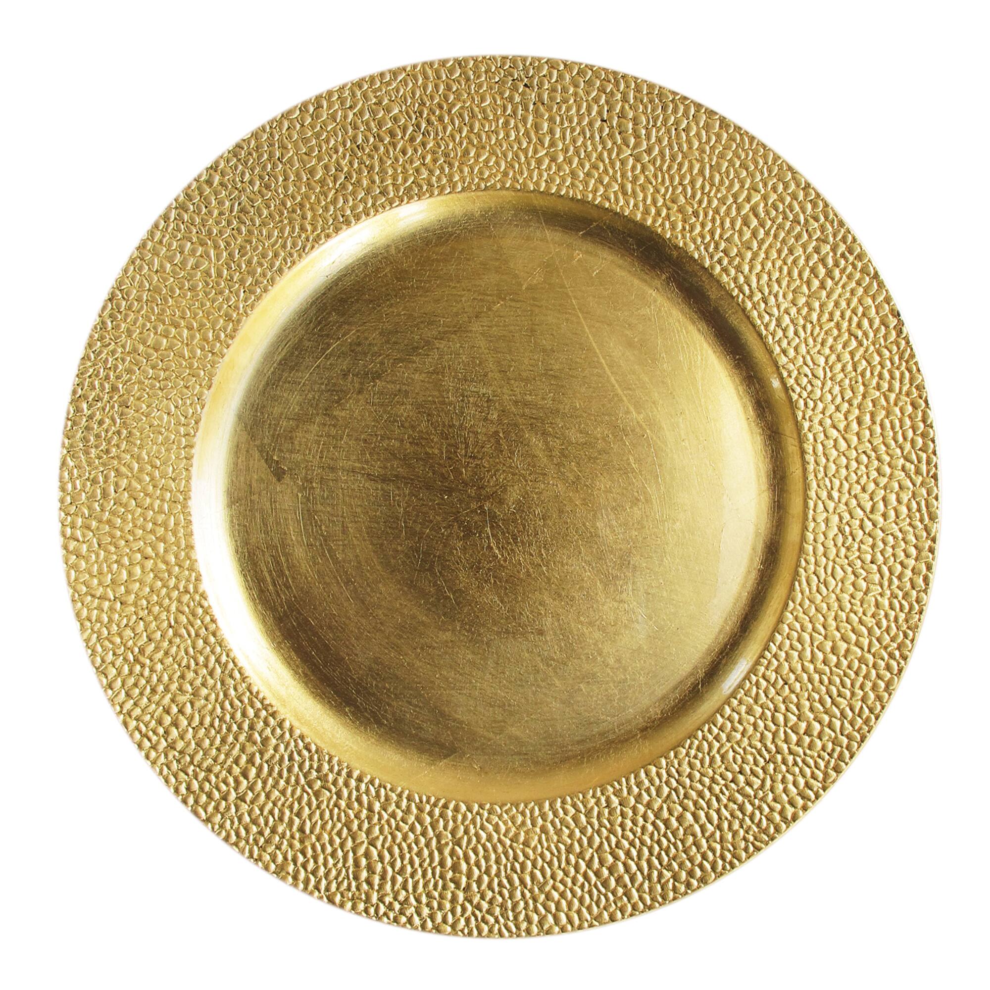 Angle. American Atelier - Gold Sand Charger Plate Set- 12 Pieces - Gold.