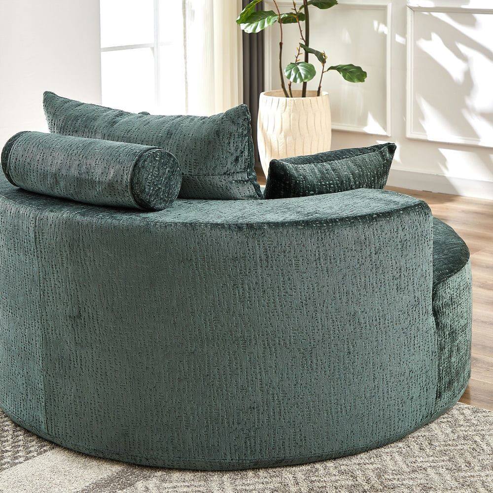 Alt View 8. Resenkos - 55"L Chenille Single Sofa, Fluffy Modern Sleeper Chair for Living Room & Bedroom, No Assembly, Green - Green.
