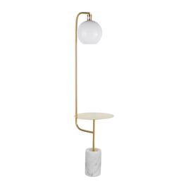 Loheer - Contemporary Floor Lamp Metal Side Table White Marble Base Living Room Lighting - Gold