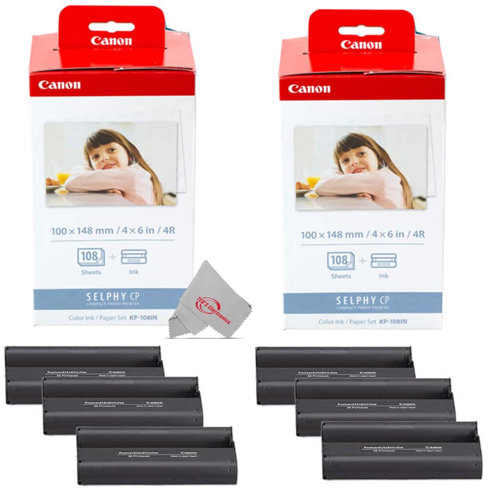 Two Pack Canon KP-108IN Selphy Color Ink 4x6 & Paper Set for SELPHY CP910 CP900