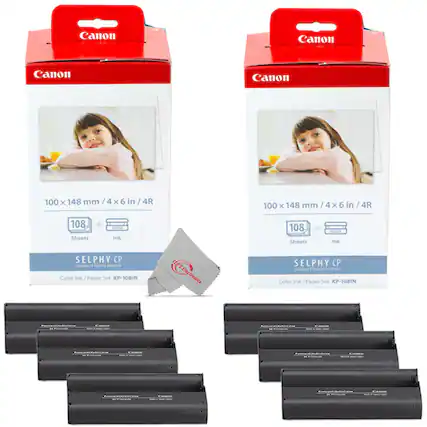 Canon SELPHY CP
Compact Photo Printer
Color Ink / Paper Set KP-108IN
100 x 148 mm / 4 x 6 in / 4R
108 Sheets + Ink
Canon
Canon
Canon