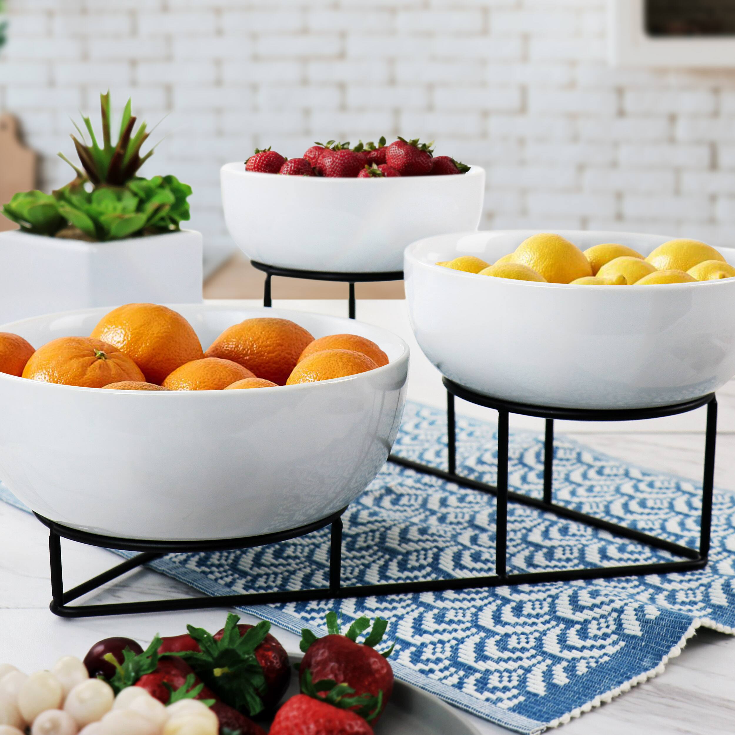 Alt View 9. Gibson - Gibson Elite 4 Piece Bowl Set with Metal Rack - White.