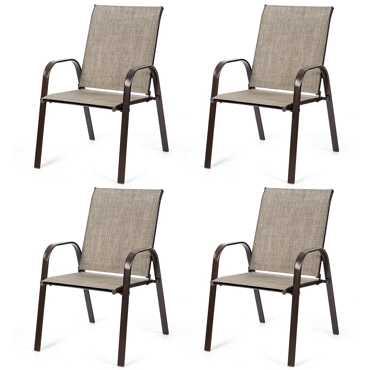 Costway - 4PCS Patio Chairs Dining Chair W/Armrest - Gray price history on PriceWatchPro
