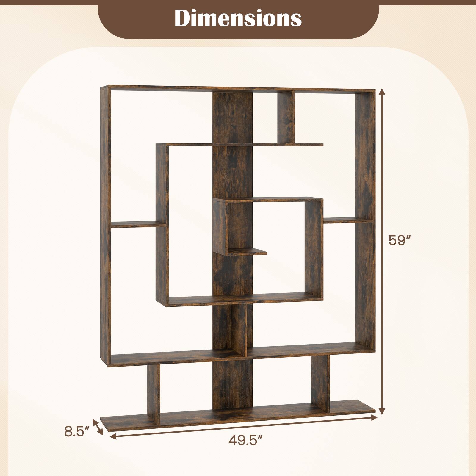 Dimensions: 59" x 8.5" x 49.5".