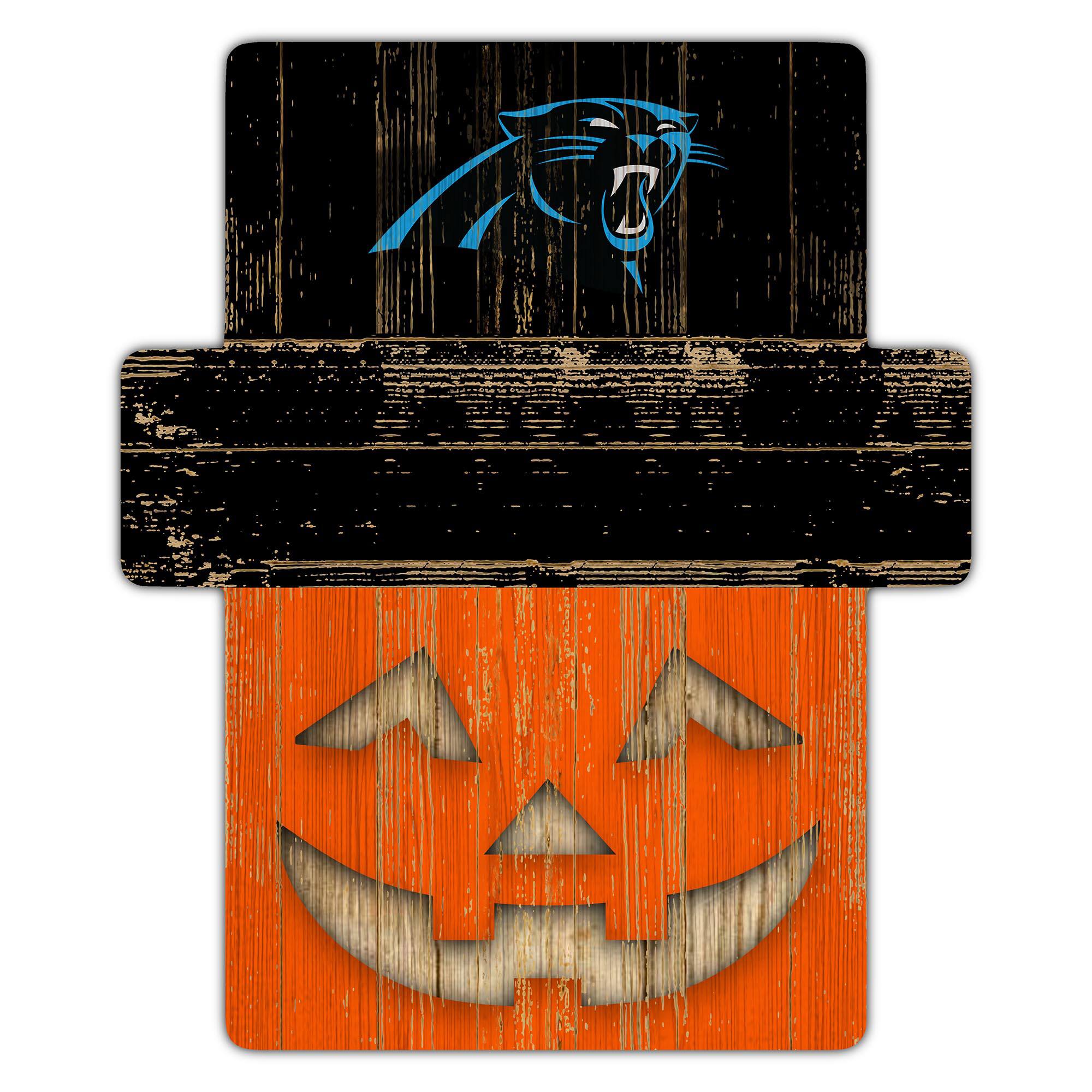 Front. Fan Creations - Carolina Panthers 12" x 12" Jack-O-Lantern Display - Orange.