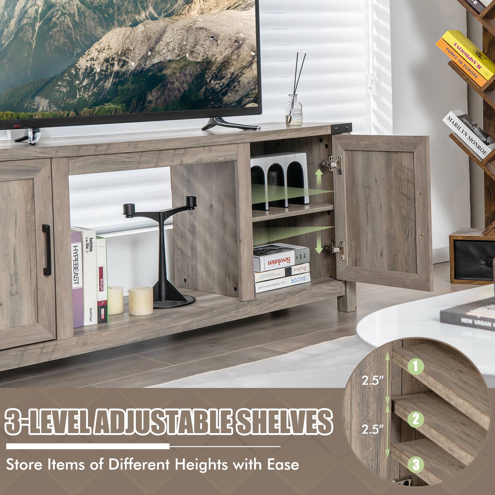 TURKS ATHAENY N T EUROPE MARILY VN MARILYNMONROE MONROE HYPEBEAST i ! I H STge  1 AI Revolution  19 OECDS ... 2KIRT NEW URBAN I 2.5" 1 3-LEVEL ADJUSTABLE SHELVES 2.5" 2 Store Items of Different Heights with Ease 3