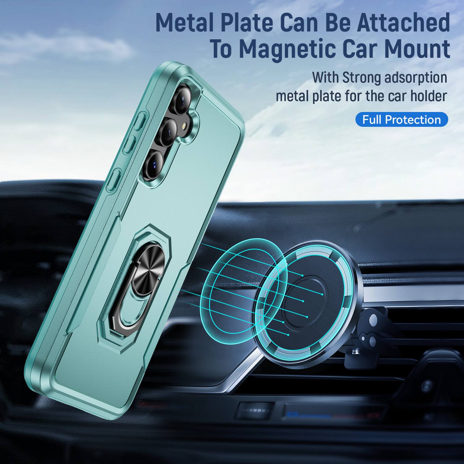 Metal Plate Can Be Attached To Magnetic Car Mount

With Strong adsorption metal plate for the car holder

Full Protection