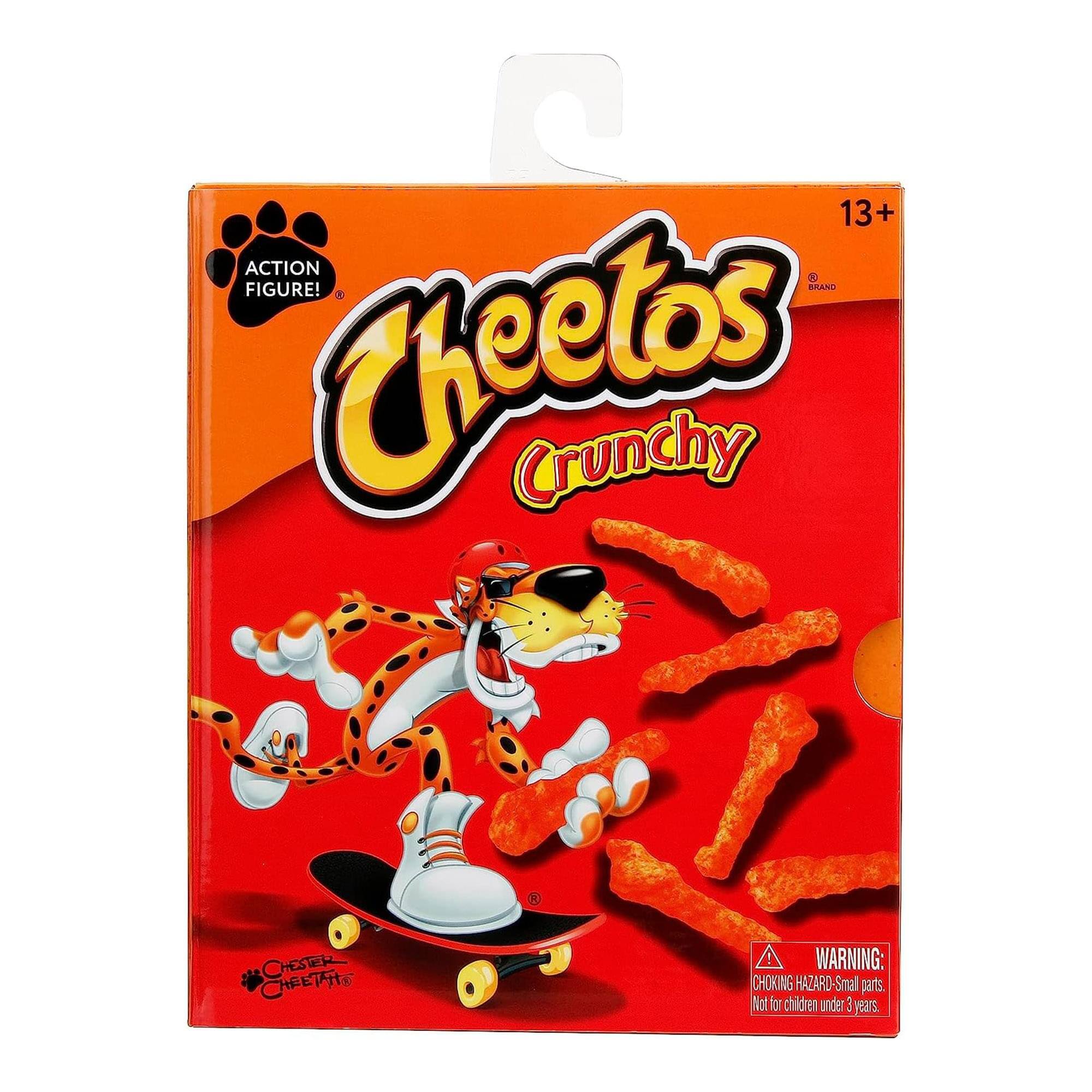 13+ ACTION FIGURE!  
Cheetos Crunchy  
BRAND  
CHESTER CHEETAH  

WARNING: CHOKING HAZARD - Small parts. Not for children under 3 years.