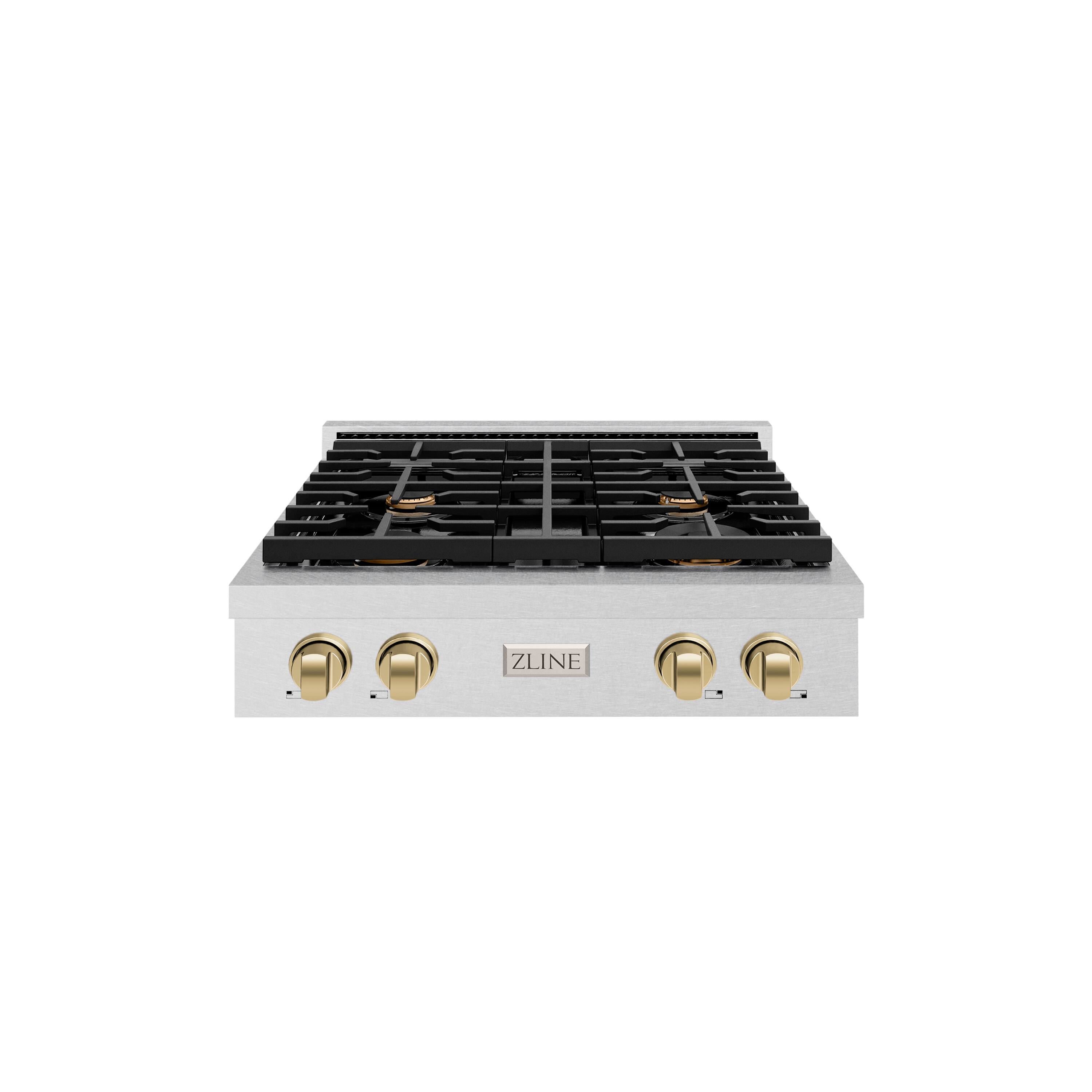 Front. ZLINE - ZLINE 30 in. Autograph Paramount Gas Rangetop in Satin Stainless Steel w/ Bronze Accents (SRTSZ-30-CB) - Stainless Steel.