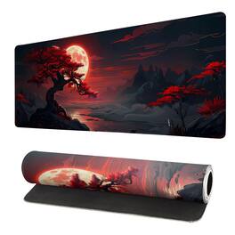 Comfort Essence - Extended Gaming Mouse Pad Large Waterproof With Stitched Edges Non-slip Desktop For Home And Office Level Up - Red Moon Canyon