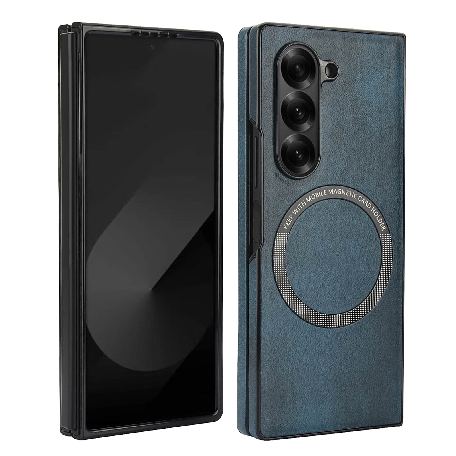Dteck - Magnetic PU Leather Case for Samsung Galaxy Z Fold8 Ultra,Slim Shock-Absorbent Back Cover,Supports Qi Wireless Charging - Blue price history on PriceWatchPro