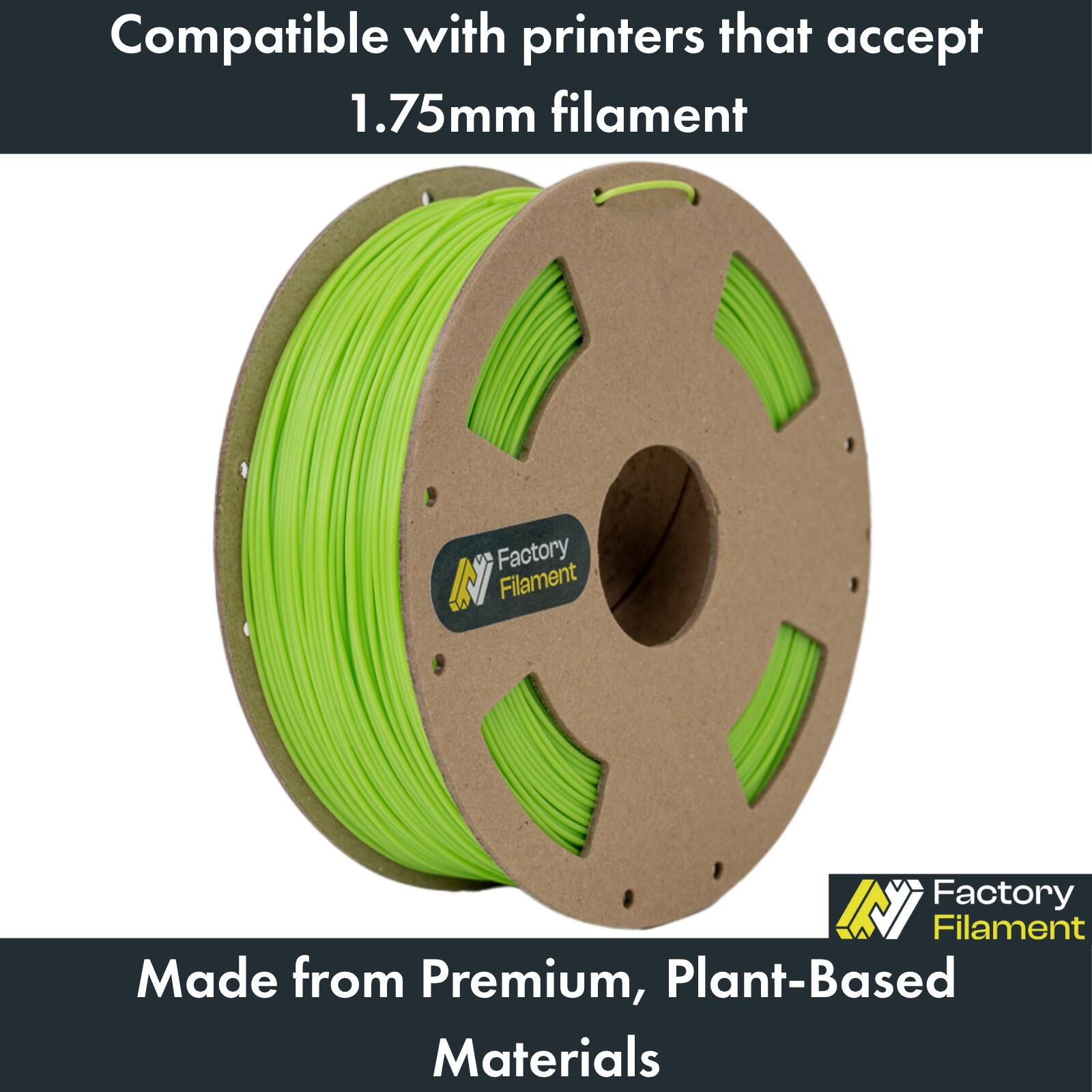 Compatible with printers that accept 1.75mm filament

Made from Premium, Plant-Based Materials