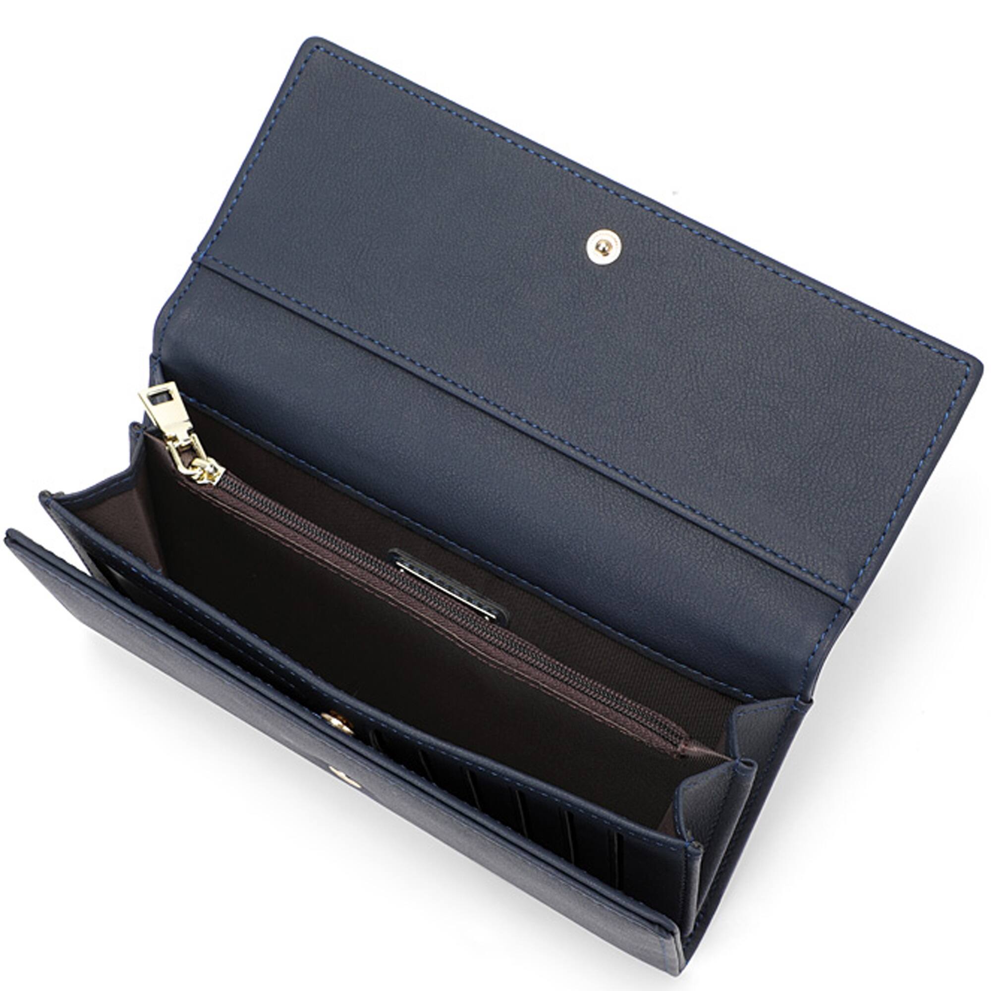 Left. Champs - Iconic Collection Expandable Trifold Wallet - Navy.