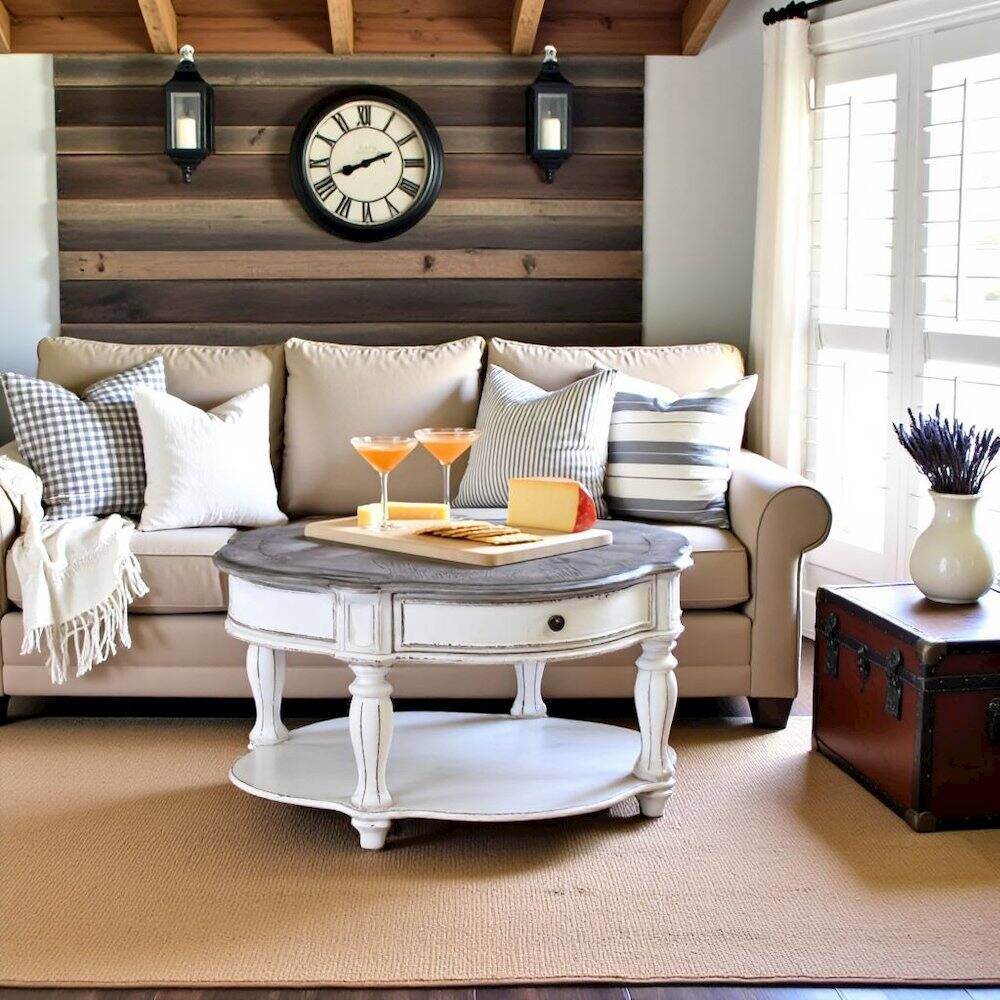 Alt View 7. Starlight Canyon Home - Antique Oval Coffee Table with Drawer And Bottom Shelf in White Finish - White.