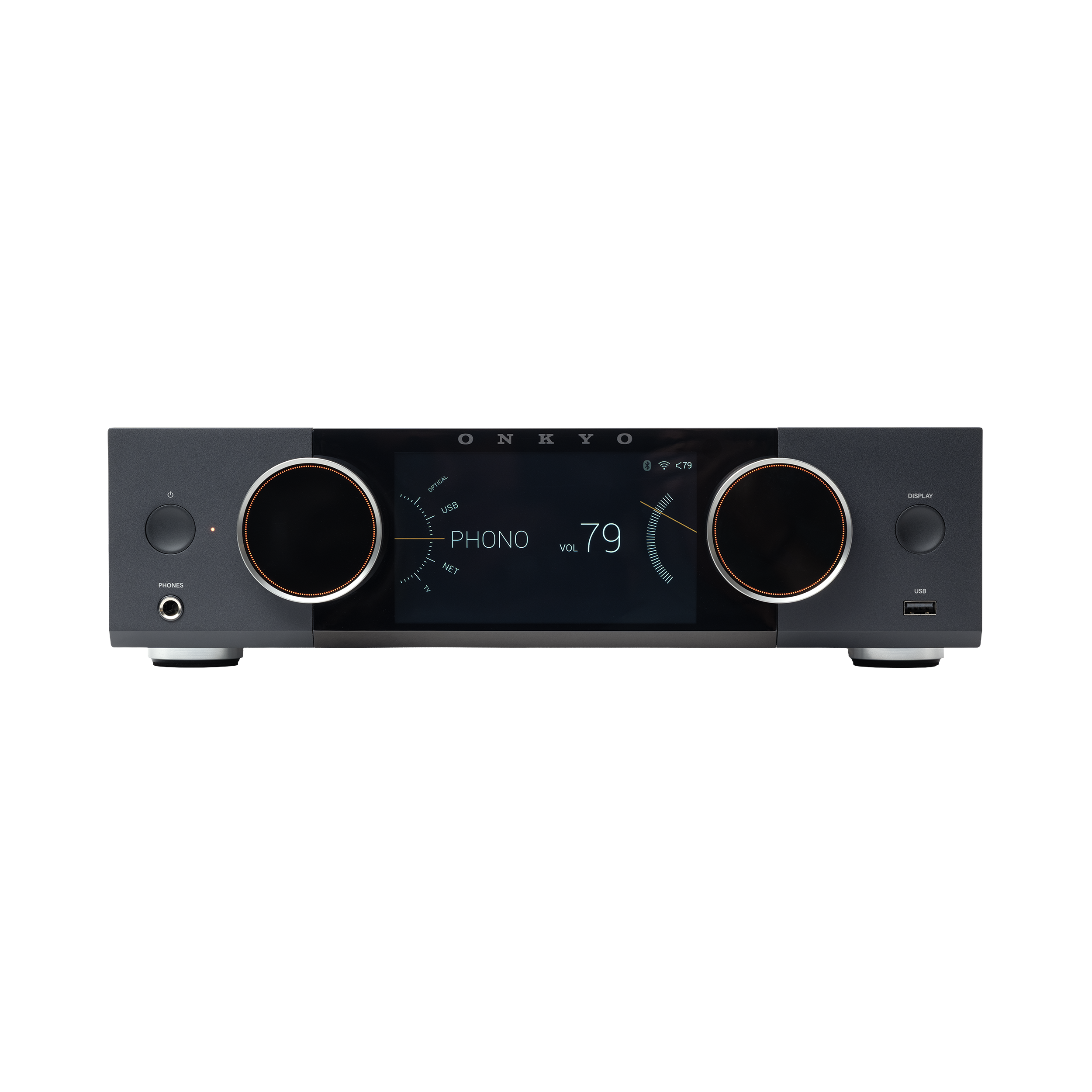 ONKYO  
PHONO  
79  
VOL 79  
NET  
USB  
PHONES