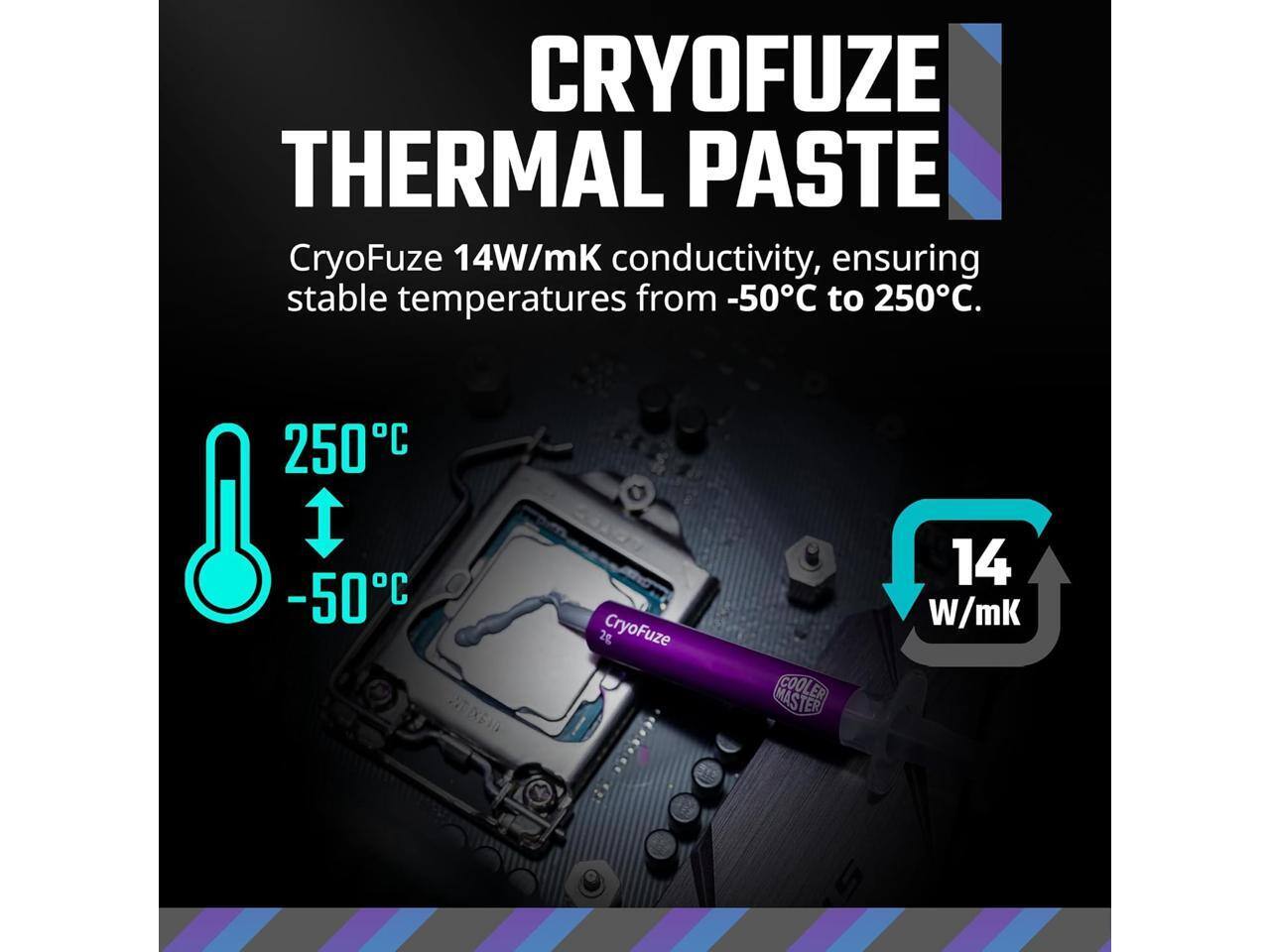 CRYOFUZE THERMAL PASTE

CryoFuze 14W/mK conductivity, ensuring stable temperatures from -50°C to 250°C.

250°C
-50°C

14 W/mK