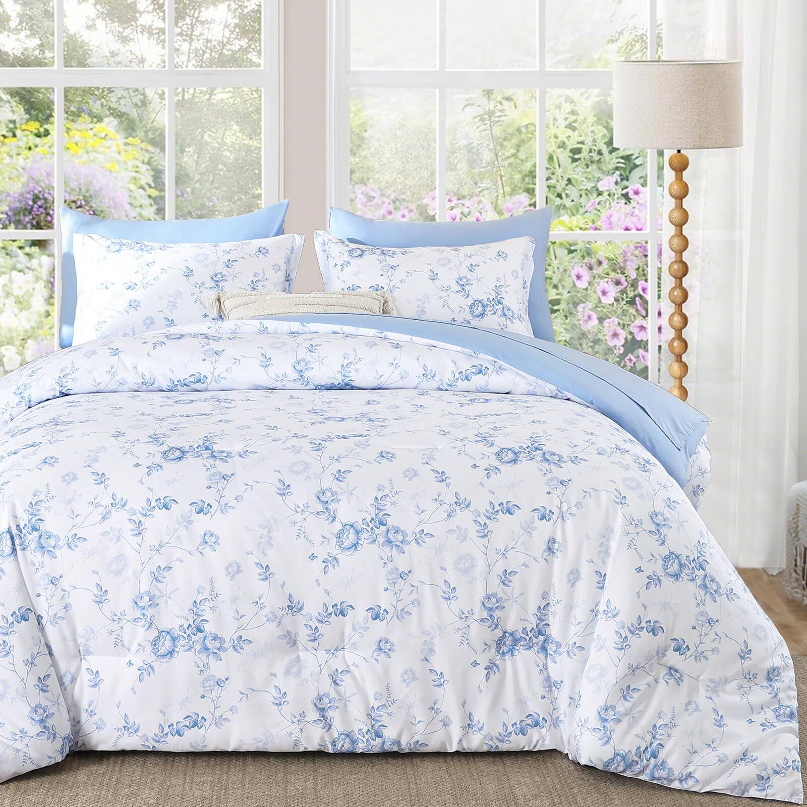 Dapper Styles Floral King Comforter Set Bed In A Bag Rose Romantic ...