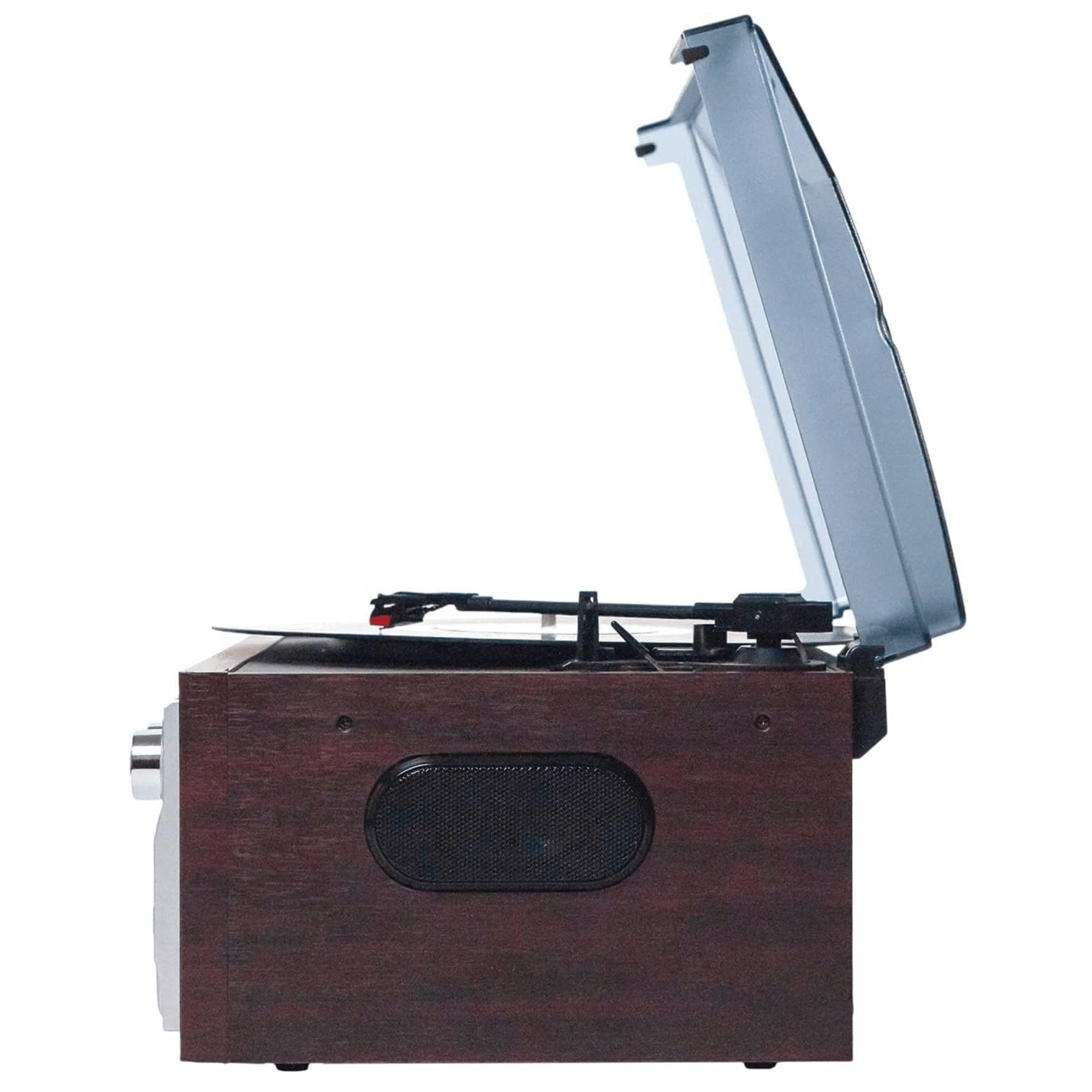 Left. Victor Audio - Cosmopolitan 8-in-1 Turntable Music Center with Bluetooth, USB & Cassette - Espresso.