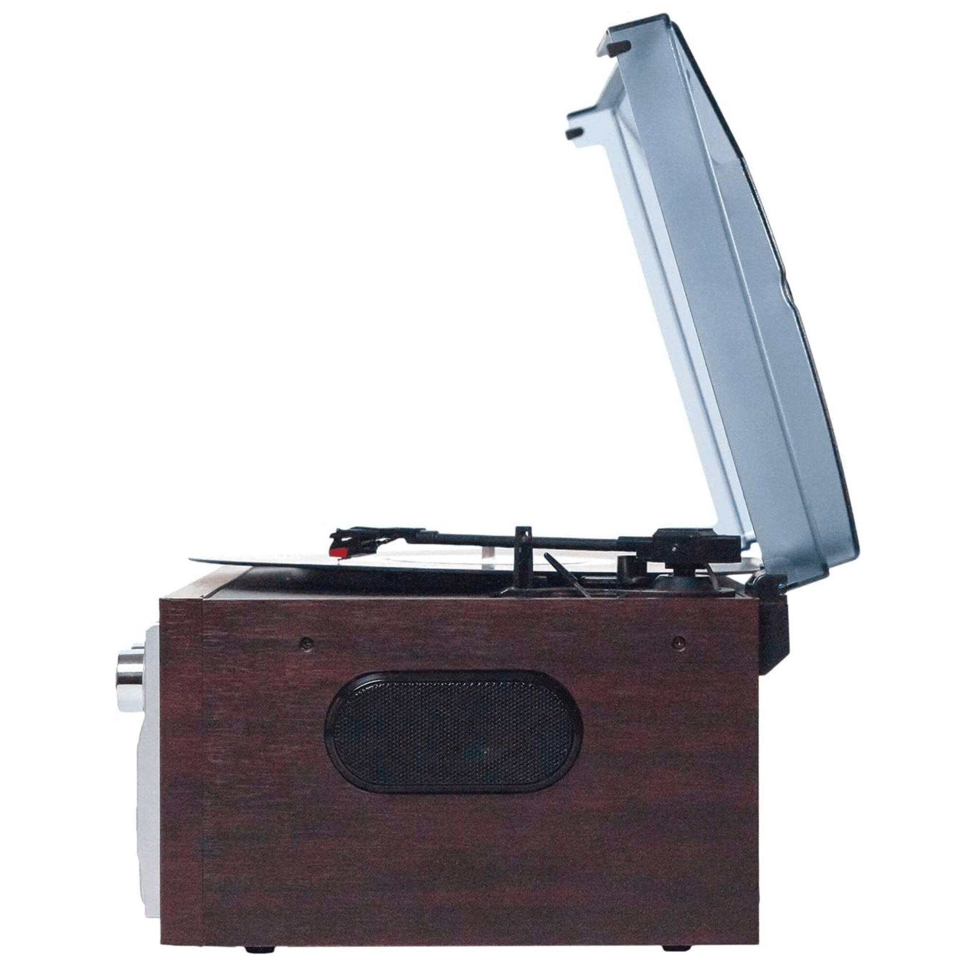 Left. Victor Audio - Cosmopolitan 8-in-1 Turntable Music Center with Bluetooth, USB & Cassette - Espresso.