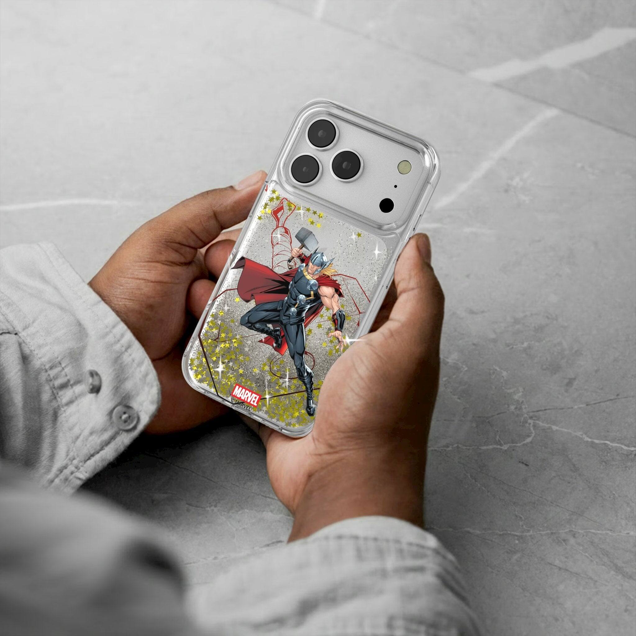 Alt View 1. Keyscaper - Marvel MechLine Glitter Phone Case - Apple iPhone 17 - Thor.