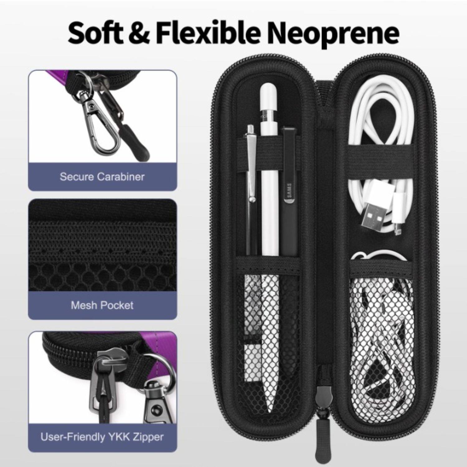 Soft & Flexible Neoprene

Secure Carabiner

Mesh Pocket

User-Friendly YKK Zipper