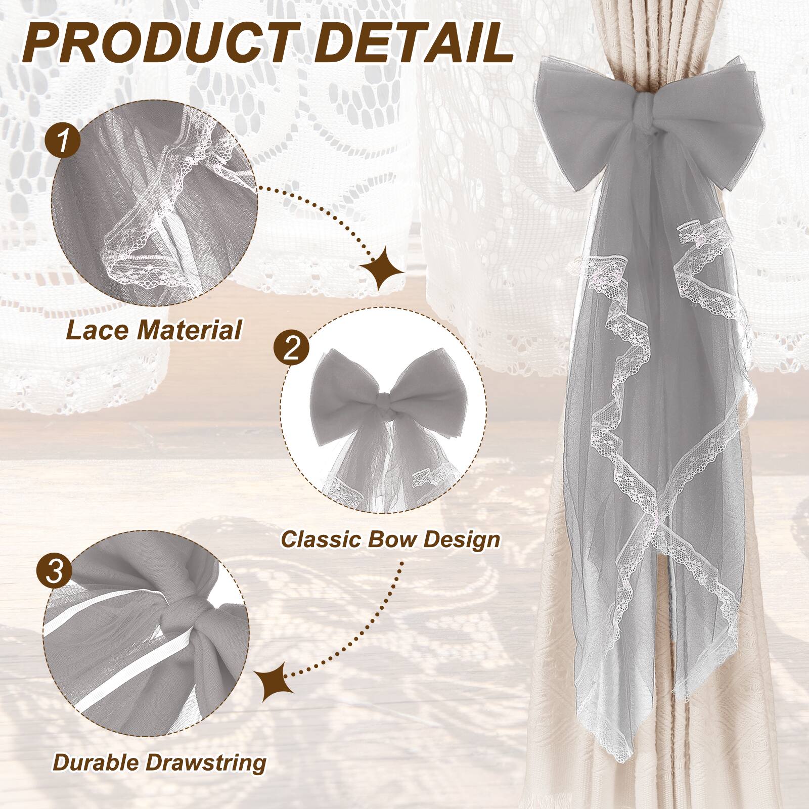 PRODUCT DETAIL

1. Lace Material
2. Classic Bow Design
3. Durable Drawstring