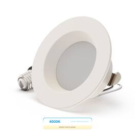 Infibrite - 4 In. Retrofit 4000K Cool Integrated LED Recessed Light Kit 9W 750LM Remodel, Dimmable, Wet Rated - White