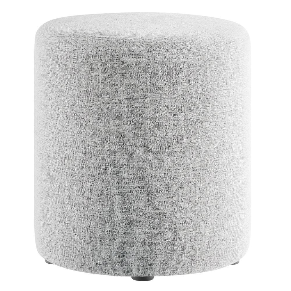 Front. Outdoor Escape - 16" Round Heathered Fabric Upholstered Ottoman for Outdoor Living - Gray.