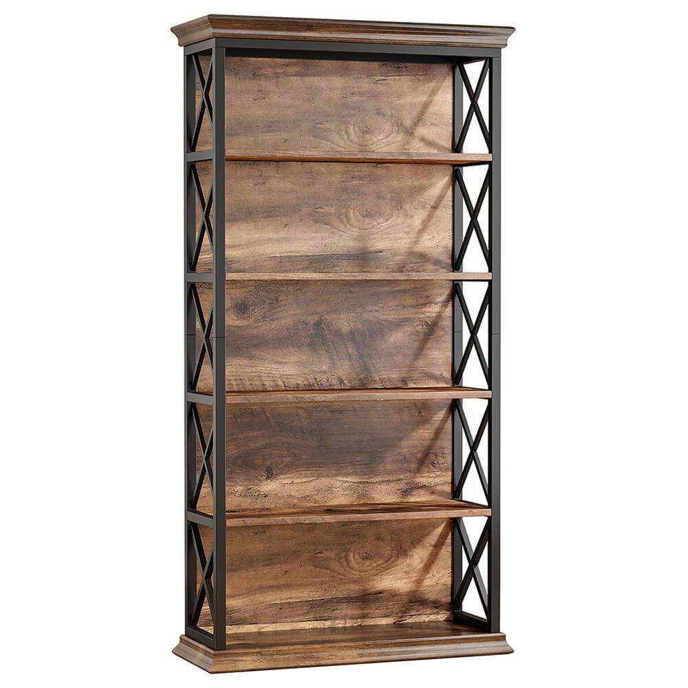 Back. Kadyn - Kadyn Bookshelf, Storage Shelf, Bookcase,6-Tier Bookshelf, 70.87" Etagere Bookcase for Home Office,Brown - Brown.