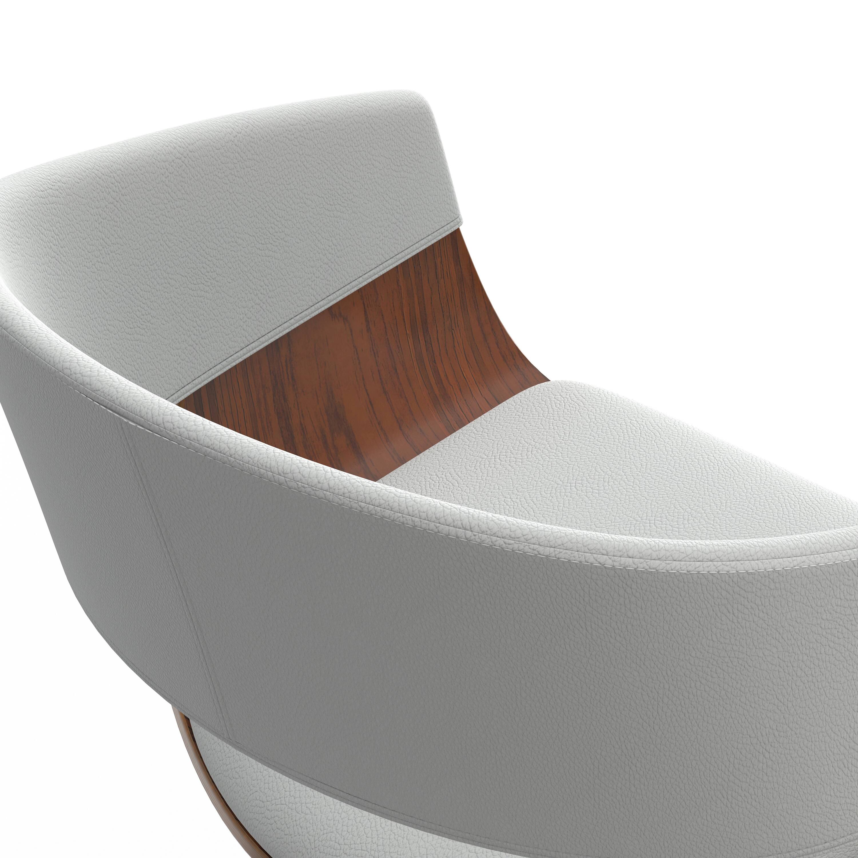 Alt View 6. Simpli Home - Lowell Mid Century Modern 33 inch Adjustable Swivel Bar Stool in White Faux Leather - White.