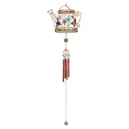 FC Design - 33" Long Butterfly Watering Can Wind Chime with Copper Gem Outdoor Patio or Garden Hanging Decoration - Multi-Color