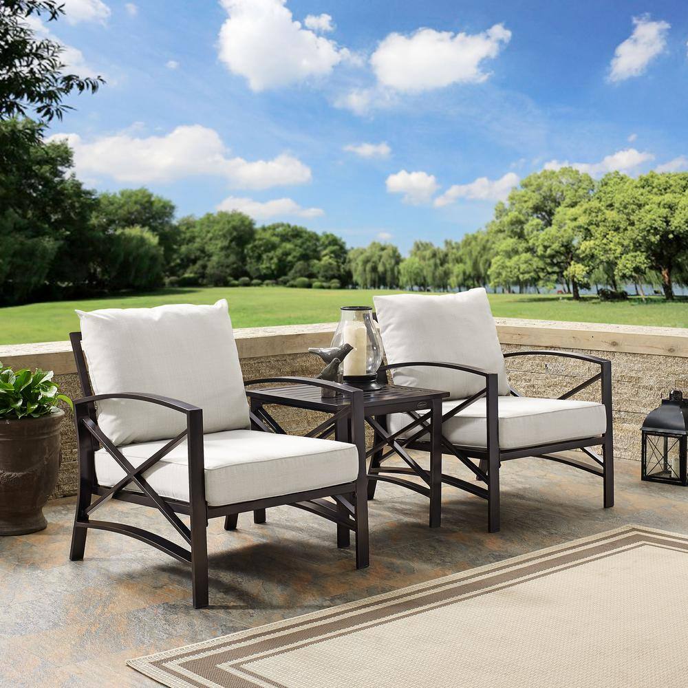Alt View 4. Crosley Furniture - Kaplan 3Pc Outdoor Chair Set - Side Table & 2 Chairs - Oatmeal.