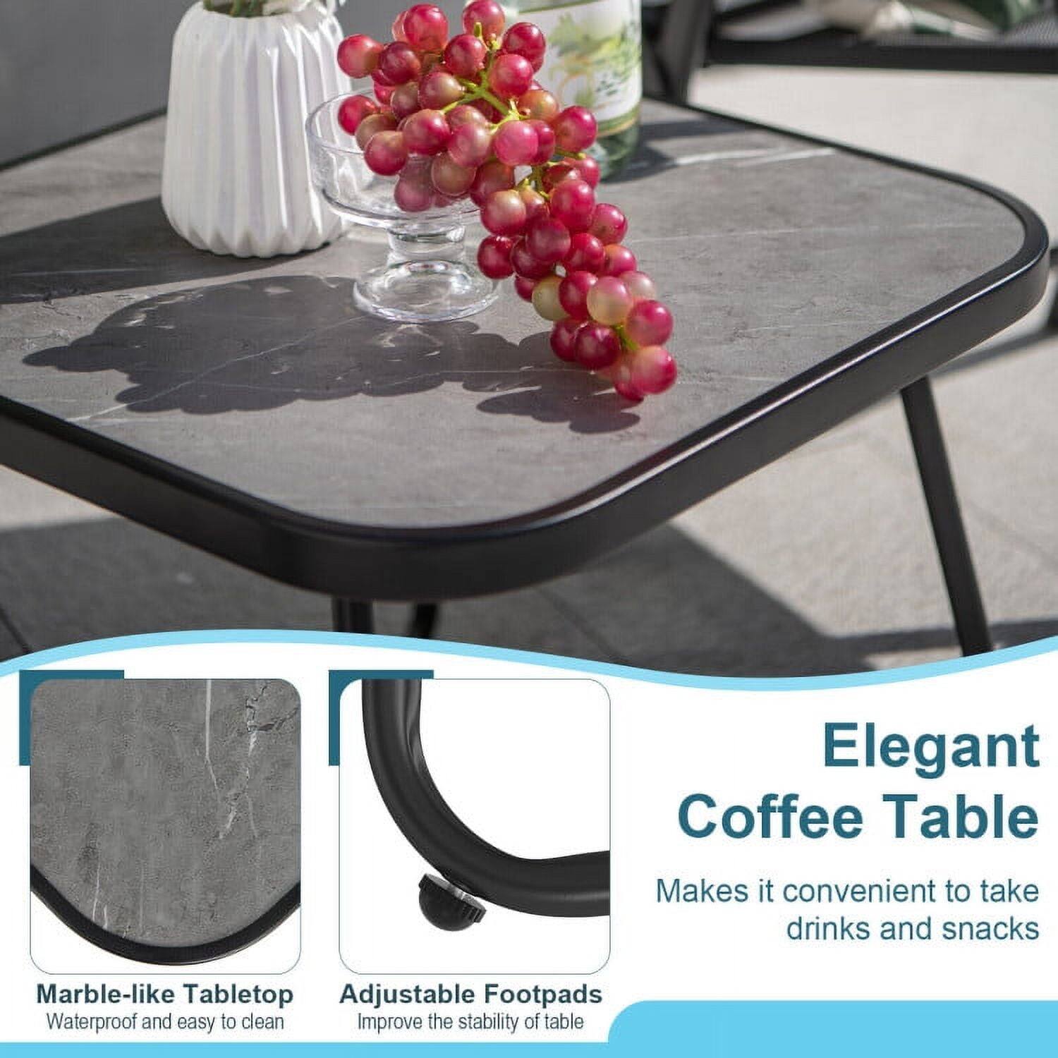 Elegant Coffee Table

Makes it convenient to take drinks and snacks

Marble-like Tabletop
Waterproof and easy to clean

Adjustable Footpads
Improve the stability of the table