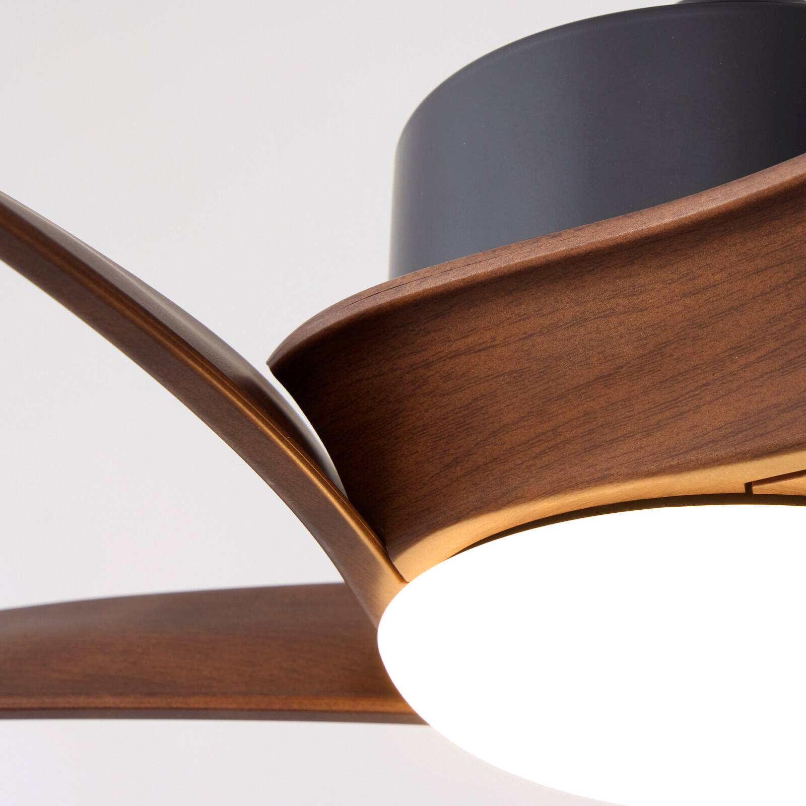 Alt View 1. Siljoy - 56 Inch 5 Blade Wood Grain Ceiling Fan with LED Light Quiet DC Motor for Living Room Bedroom - Brown.