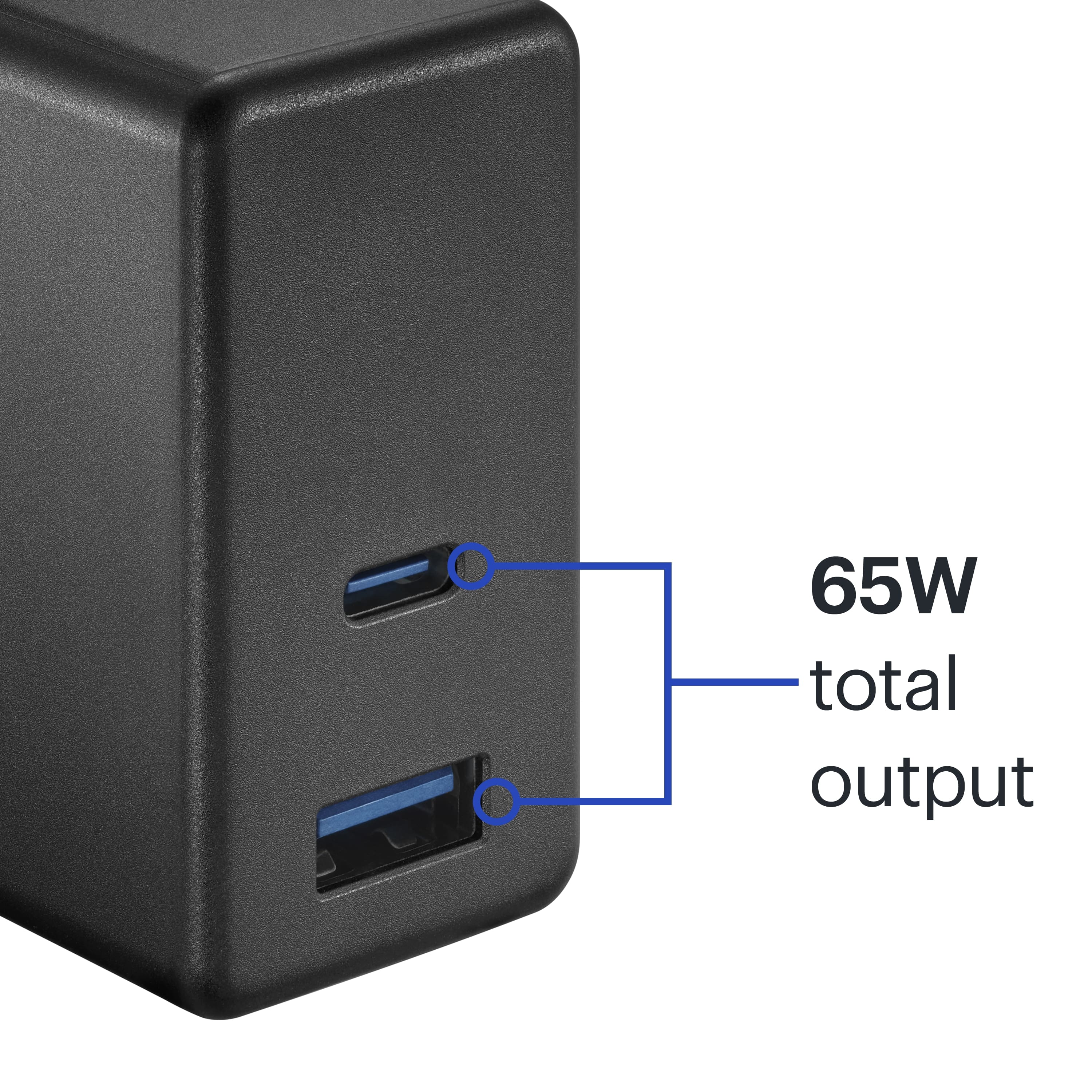 The text on the image reads "65W total output."